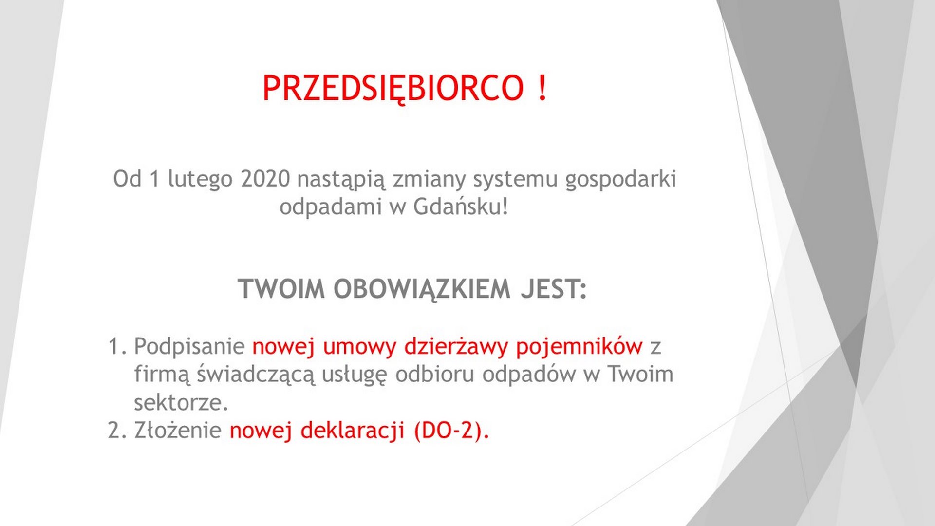 od 1.02.2020 zmiany w systemie gospodarki odpadami dla Przedsiębiorców