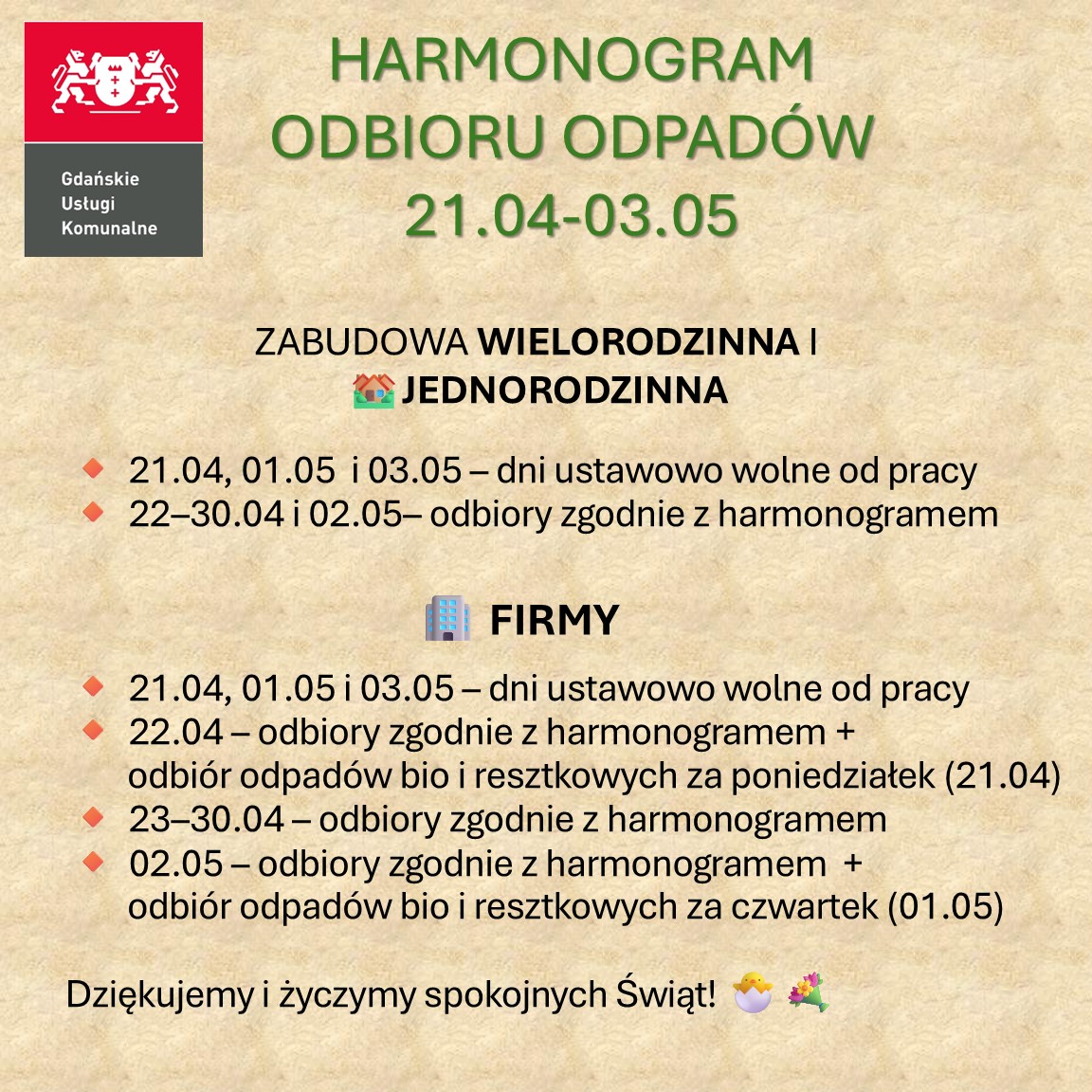 Harmonogram Odbioru Odpadów w Święta
